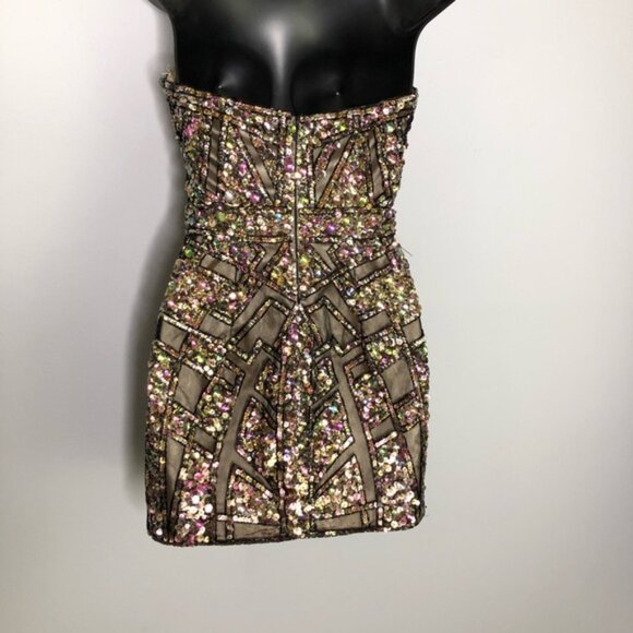 Alyce Claudine Sequin Geometric Mini Strapless Dress 2269 - Picture 5 of 7